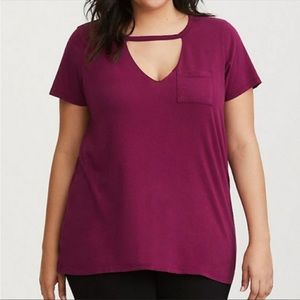Torrid Choker Tee Berry Size 0 Large